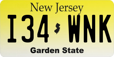 NJ license plate I34WNK