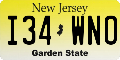 NJ license plate I34WNO