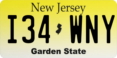 NJ license plate I34WNY
