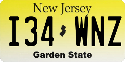 NJ license plate I34WNZ