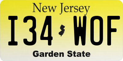 NJ license plate I34WOF