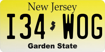 NJ license plate I34WOG