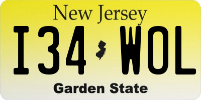 NJ license plate I34WOL