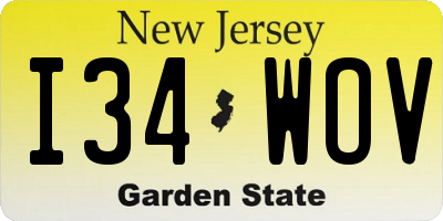 NJ license plate I34WOV