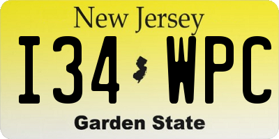 NJ license plate I34WPC