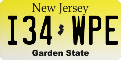NJ license plate I34WPE