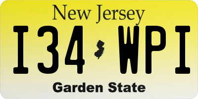 NJ license plate I34WPI