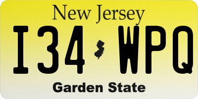 NJ license plate I34WPQ