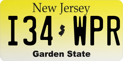 NJ license plate I34WPR
