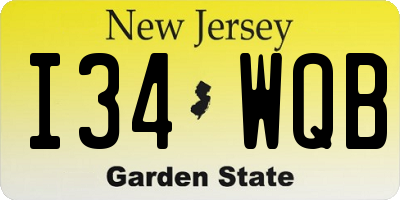 NJ license plate I34WQB