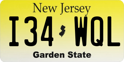 NJ license plate I34WQL