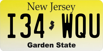 NJ license plate I34WQU