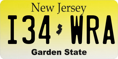 NJ license plate I34WRA