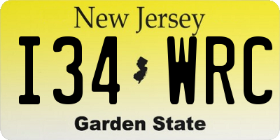 NJ license plate I34WRC