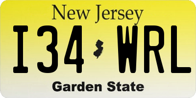 NJ license plate I34WRL