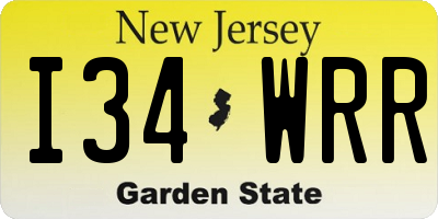 NJ license plate I34WRR