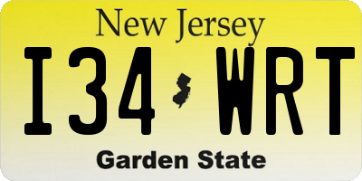 NJ license plate I34WRT