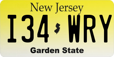 NJ license plate I34WRY