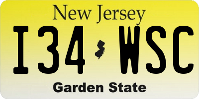 NJ license plate I34WSC