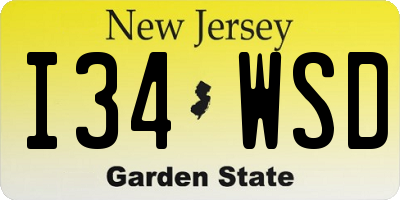 NJ license plate I34WSD