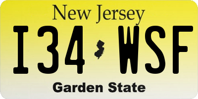 NJ license plate I34WSF