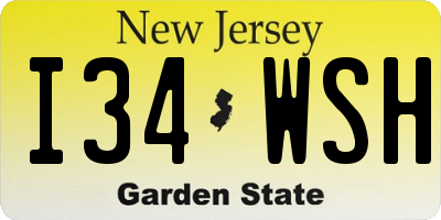 NJ license plate I34WSH