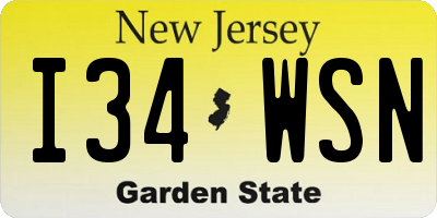 NJ license plate I34WSN