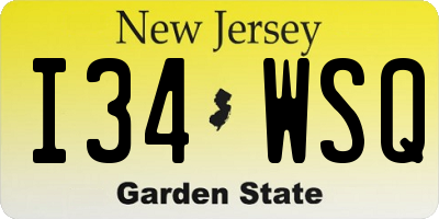 NJ license plate I34WSQ