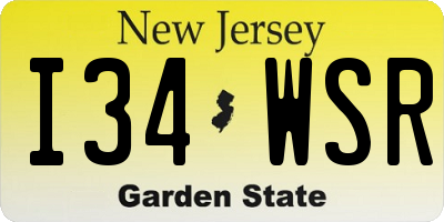 NJ license plate I34WSR