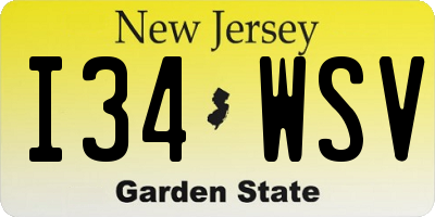 NJ license plate I34WSV