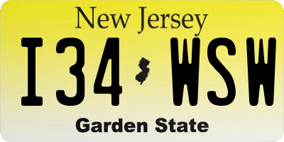 NJ license plate I34WSW