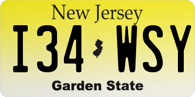 NJ license plate I34WSY