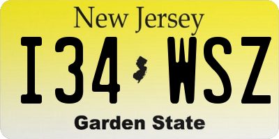NJ license plate I34WSZ