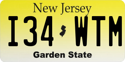 NJ license plate I34WTM