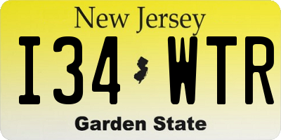 NJ license plate I34WTR