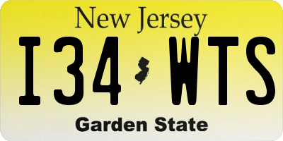 NJ license plate I34WTS