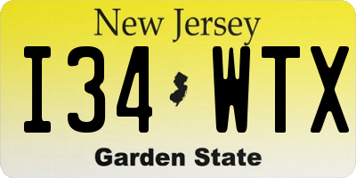 NJ license plate I34WTX