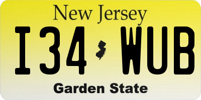 NJ license plate I34WUB