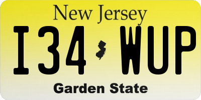 NJ license plate I34WUP