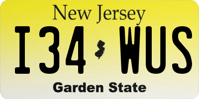 NJ license plate I34WUS