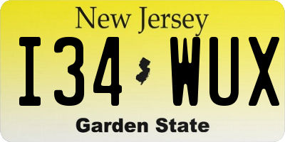 NJ license plate I34WUX