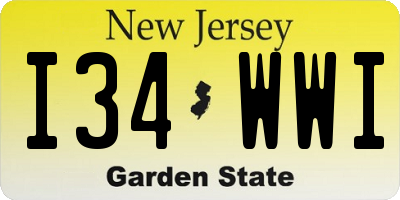 NJ license plate I34WWI