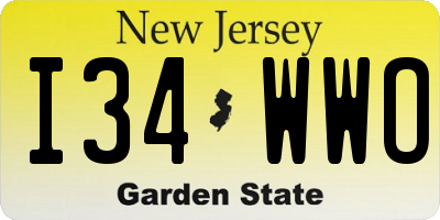 NJ license plate I34WWO