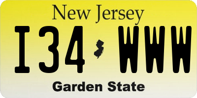 NJ license plate I34WWW