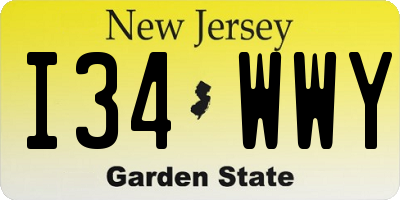NJ license plate I34WWY