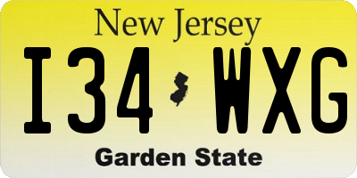 NJ license plate I34WXG