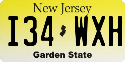NJ license plate I34WXH