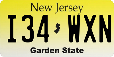 NJ license plate I34WXN