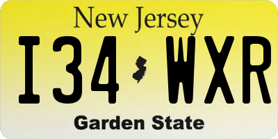 NJ license plate I34WXR