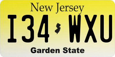 NJ license plate I34WXU